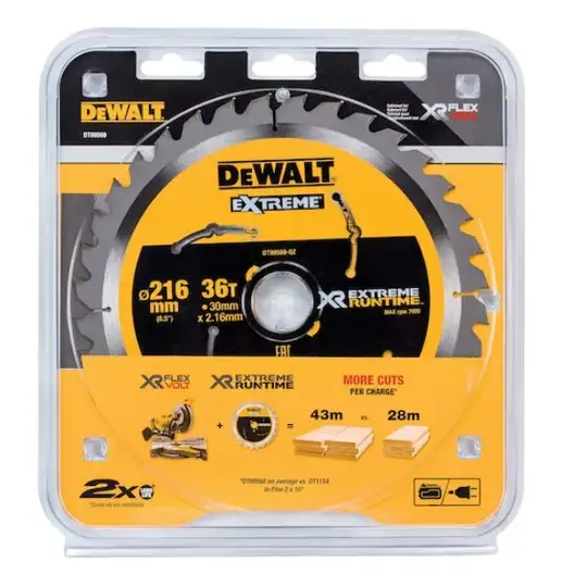 piła tarczowa do cięcia drewna 216/30/2,16mm, 36 zębów, XR EXTREME RUNTIME DEWALT [DT99569-QZ]
