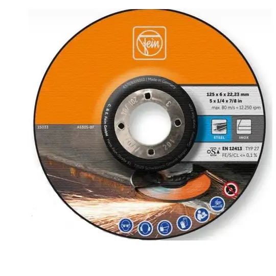tarcza do szlifowania metalu / stali nierdzewnej INOX, 125/22,23/6mm Fein [63703005010] 1 sztuka