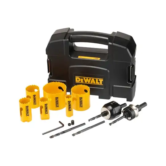 zestaw 10szt. bimetalicznych pił otworowych EXTREME DeWalt [DT90359-QZ] do drewna i metalu (1)