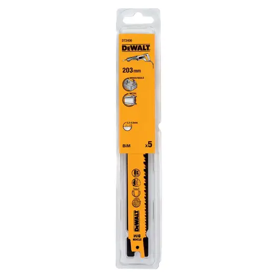 zestaw 5 szt. brzeszczotów BiM uniwersalnych 203mm do piły szablastej Dewalt [DT2406-QZ]
