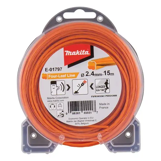 żyłka tnąca nylonowa koniczyna, średnica 2,4mm, długość 15m, Makita [E-01797] do podkaszarek