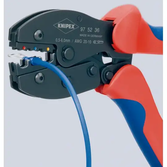 Dwuręczne szczypce do zagniatania 0,5-6mm², PreciForce Knipex [97 52 36] 3 matryce