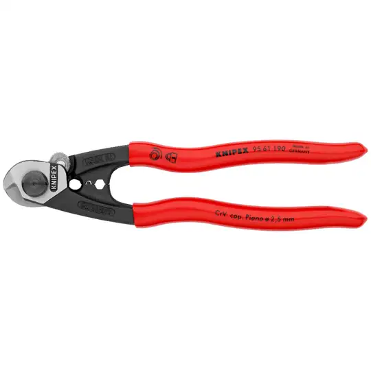Nożyce do cięcia linek stalowych, kabli, drutu firmy KNIPEX [95 61 190] 190mm