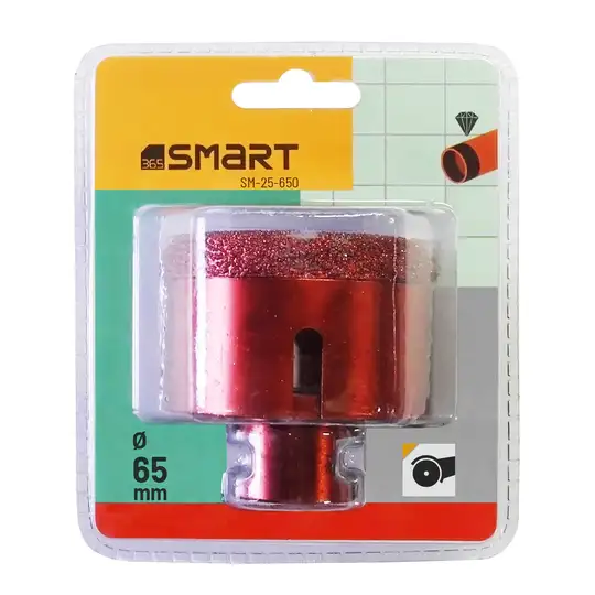 Otwornica diamentowa 65mm do wiercenia na sucho szlifierką kątową, gwint M14, 365 SMART [SM-25-650]