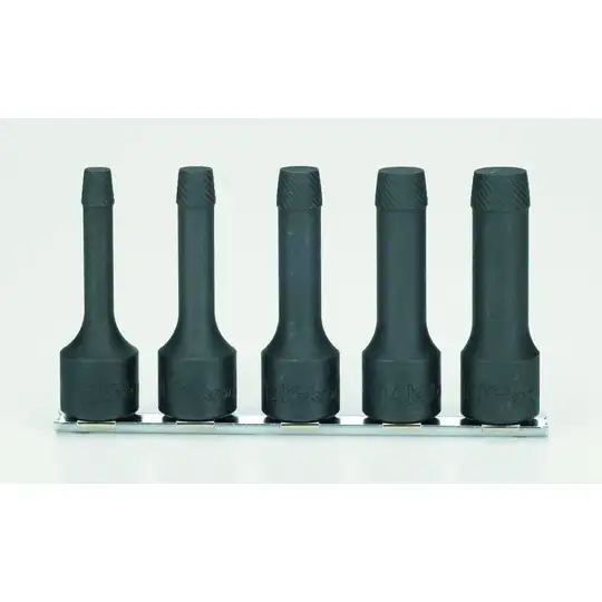 Zestaw 5 długich wykrętaków do urwanych śrub o gwintach M8-M33, zabierak kwadrat 1/2", KOKEN [RS4129/5-L75]