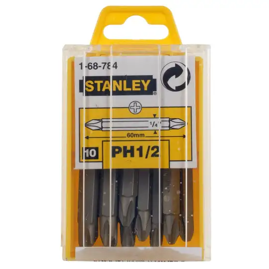 dwustronna końcówka Philips, PH1 i PH2 do wkrętarki, 10 szt. Stanley [1-68-784]