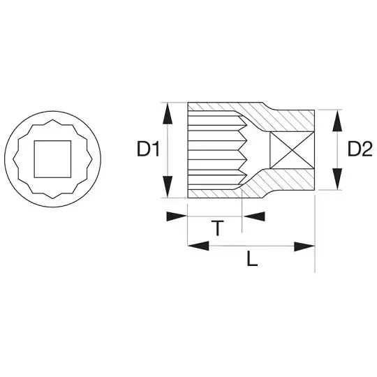 nasadka ręczna cienkościenna, dwunastokątna 3/8" do śrub z łbem 24mm, Bahco [A7400DM-24]
