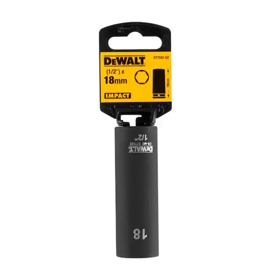 nasadka udarowa sześciokątna, wydłużana 1/2", rozmiar 18 mm, DeWalt [DT7552-QZ]
