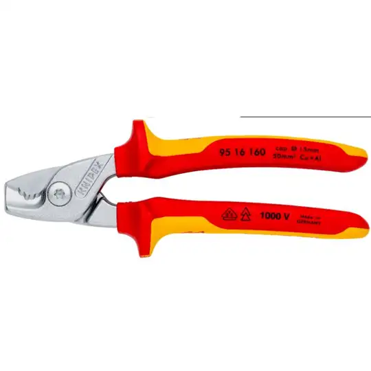 nożyce do cięcia kabli 160mm Knipex [95 16 160] ze stopniowanymi krawędziami tnącymi