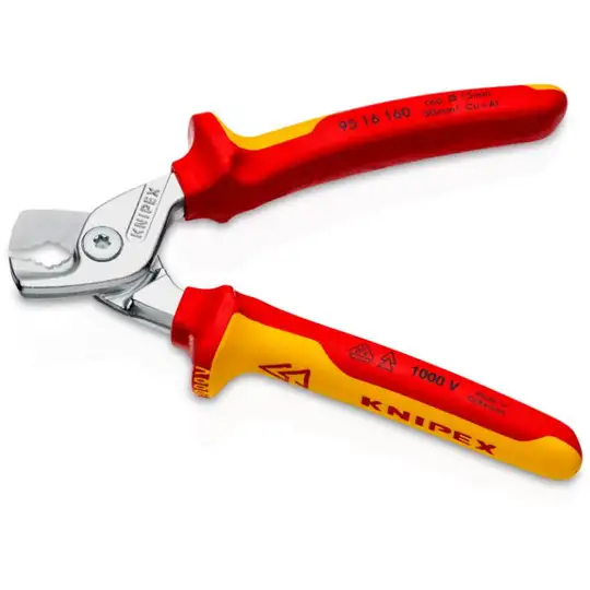nożyce do cięcia kabli 160mm Knipex [95 16 160] ze stopniowanymi krawędziami tnącymi