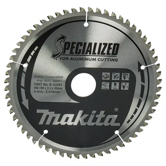 piła tarczowa do aluminium, PVC, laminatów, 190/30mm, 60 zębów, SPECIALIZED Makita [B-33261]