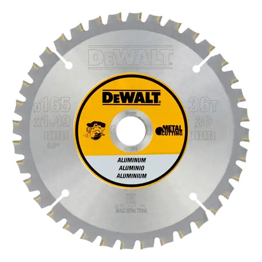 piła tarczowa do cięcia aluminium, 165/20/1,49mm, 36 zębów, DeWalt [DT1911-QZ]