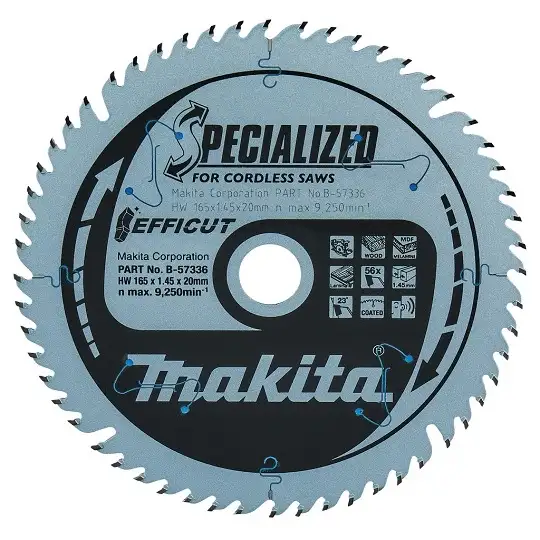 piła tarczowa do cięcia drewna, laminatu, MDF 165/20/1,45mm, 56 zębów, SPECIALIZED Makita [B-57336]