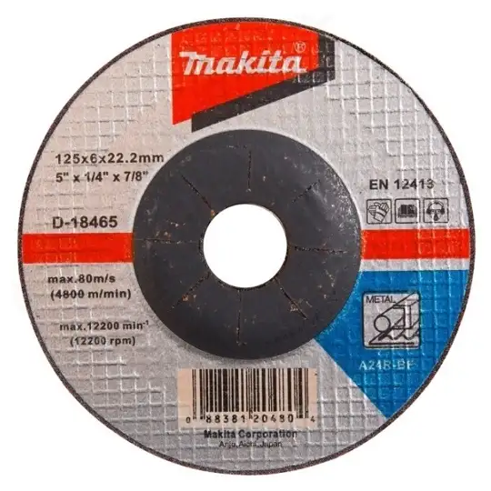 szlifierka kątowa 125mm, 1900W + 10 tarcz do szlifowania metalu, Makita [GA5091X01+D-18465]