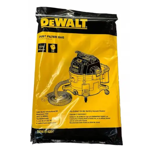 worki papierowe 3szt. pojemność 23-38L, do odkurzaczy DeWalt [DXVA19-4201]