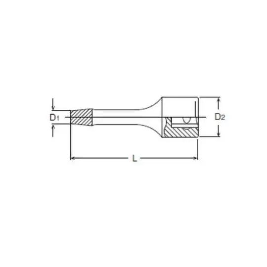 wykrętak długi 75mm do urwanych śrub o gwintach M22-M24, zabierak kwadrat 1/2", KOKEN [4129-75 12mm]