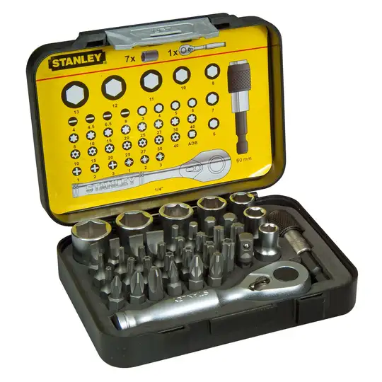 zestaw 39 szt. nasadek i końcówek + grzechotka 1/4" Stanley FATMAX [1-13-906]