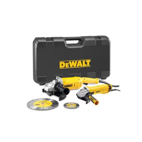 Zestaw 2 szlifierek kątowych: DWE492 230mm/2200W i DWE4207 125mm/1010W, DeWalt [DWE492SDT-QS] sieciowe zasilane 230V