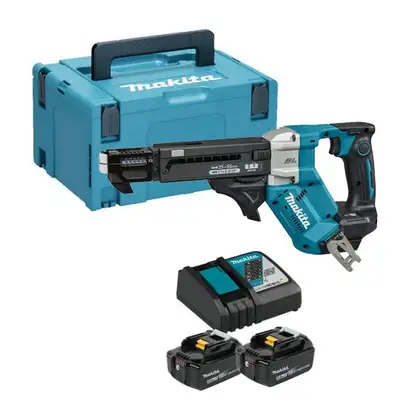 akumulatorowa wkrętarka z magazynkiem do płyt G-K, 18V, Makita [DFR551RTJ] 2x5,0Ah, Li-Ion, LXT