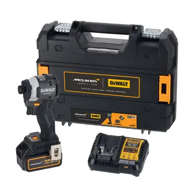 akumulatorowa zakrętarka udarowa 1/4", 18V, 1x4Ah, XR, DeWalt [DCF85MM1T-QW] edycja MCLAREN