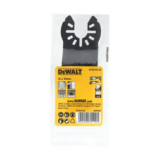 brzeszczot do narzędzi wielofunkcyjnych, 43x30mm, do cięcia drewna z gwoździami, DeWalt [DT20733-QZ]