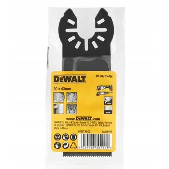 brzeszczot do narzędzi wielofunkcyjnych, 43x30mm, do cięcia drewna z gwoździami, DeWalt [DT20735-QZ]