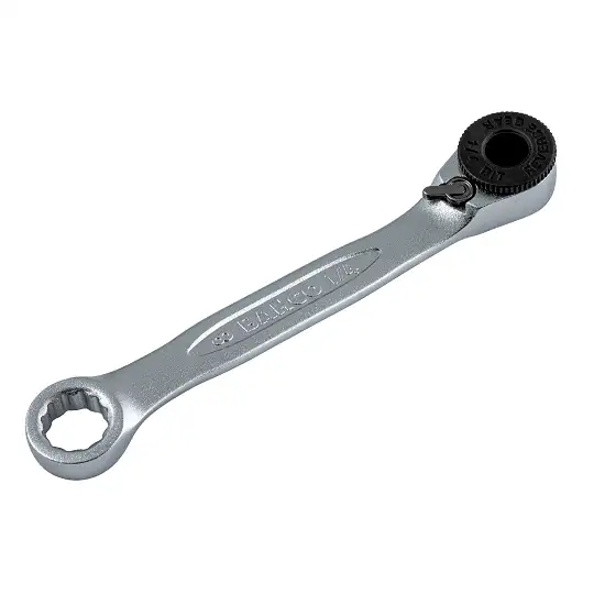 klucz płasko-oczkowy grzechotkowy do końcówek wkrętakowych, 1/4", 90mm, 52 zęby, Bahco [6950CBR]