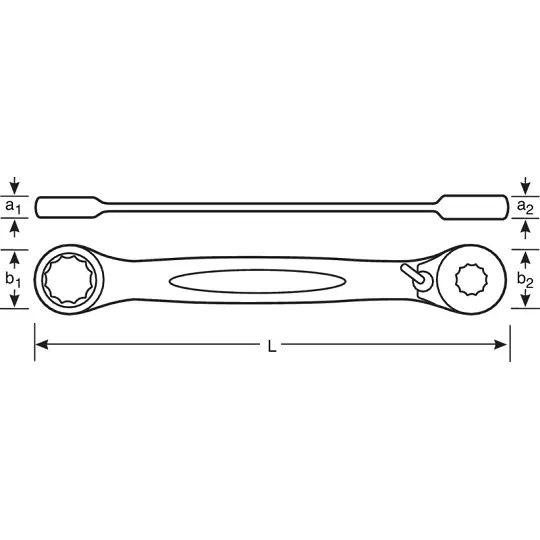 klucz płasko-oczkowy grzechotkowy do końcówek wkrętakowych, 1/4", 90mm, 52 zęby, Bahco [6950CBR]