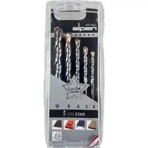 5szt. wierteł uniwersalnych 4-10mm, UNI STAR, Alpen [0000101705100]