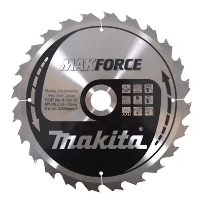 piła tarczowa MAKFORCE do cięcia drewna 270/30/2,6mm, 24 zęby, Makita [B-32172]