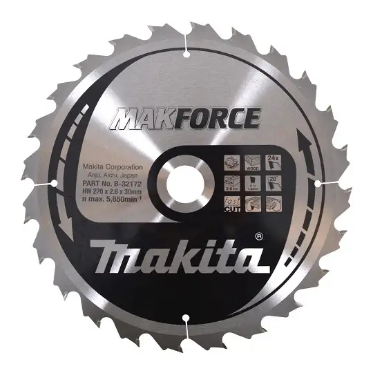 piła tarczowa MAKFORCE do cięcia drewna 270/30/2,6mm, 24 zęby, Makita [B-32172]