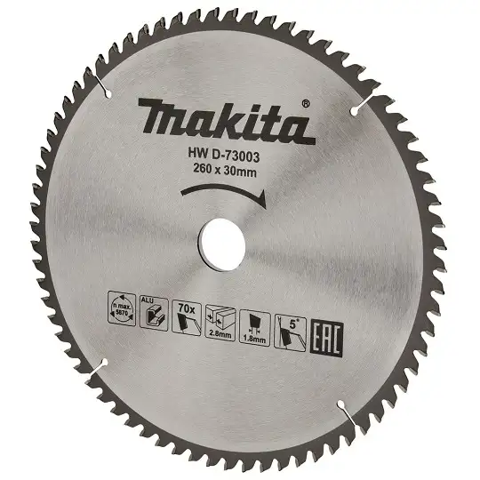 piła tarczowa do aluminium, 260/30mm, 70 zębów, Economy, Makita [D-73003]