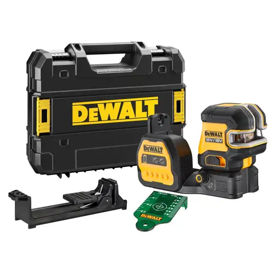 samopoziomujący, zielony laser krzyżowy + 5 punktów 30m, DeWALT [DCE825NG18-XJ]