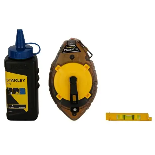 sznur traserski POWERWINDER 30m, kredą i poziomicą sznurkową, Stanley [0-47-465]