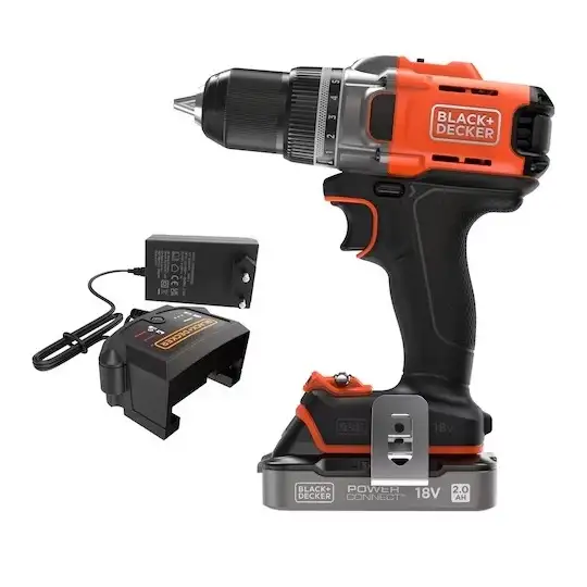 wiertarko-wkrętarka akumulatorowa, 45Nm, 18V POWERCONNECT, Black+Decker [BCD382D1XC-QW] 2,0Ah