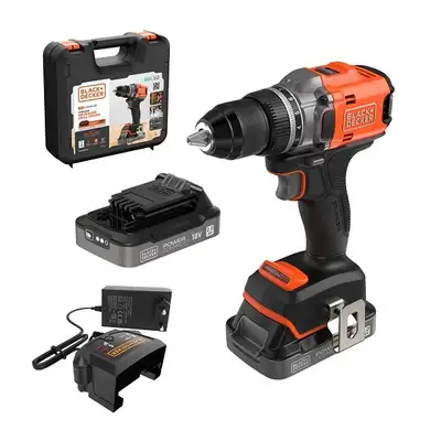 wiertarko-wkrętarka akumulatorowa, 50Nm, 18V POWERCONNECT, Black+Decker [BLD682D2XK-QW] 2x2,0Ah, walizka