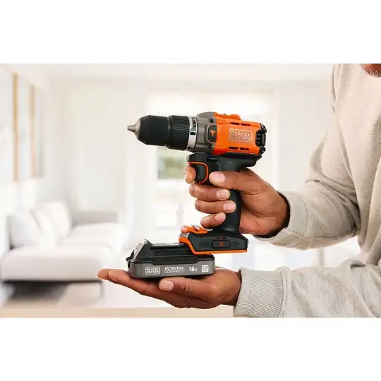 wiertarko-wkrętarka udarowa akumulatorowa, 45Nm, 18V POWERCONNECT, Black+Decker [BCD383D1XC-QW] 2,0Ah, Li-Ion