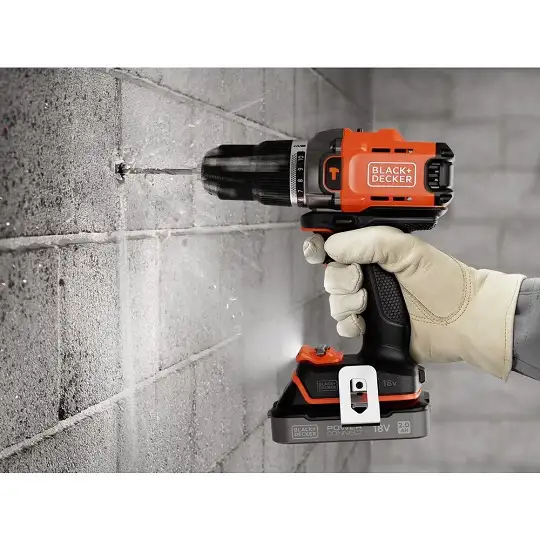 wiertarko-wkrętarka udarowa akumulatorowa, 45Nm, 18V POWERCONNECT, Black+Decker [BCD383D1XC-QW] 2,0Ah, Li-Ion