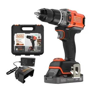 wiertarko-wkrętarka udarowa akumulatorowa, 50Nm, 18V POWERCONNECT, Black+Decker [BLD683D1XK-QW] 2,0Ah, walizka