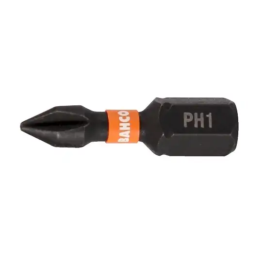 zestaw 10 szt. końcówek udarowych 1/4" do śrub typu Philips PH1/25mm, Bahco [66IM/PH1-10P]