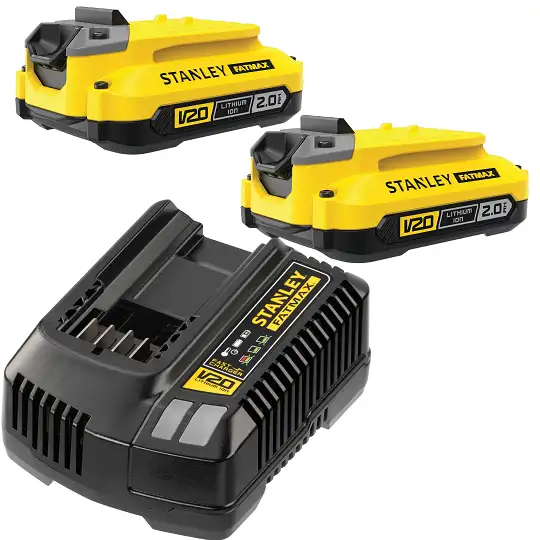 zestaw: 2 akumulatory 18V Li-on 2,0 Ah + ładowarka, Fatmax STANLEY [SFMCB12D2-QW]