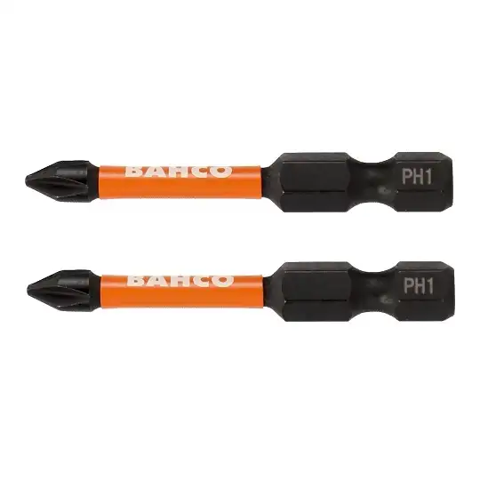 zestaw 2 szt. końcówek udarowych 1/4" do śrub typu Philips PH1/50mm, Bahco [66IM/50PH1-2P]