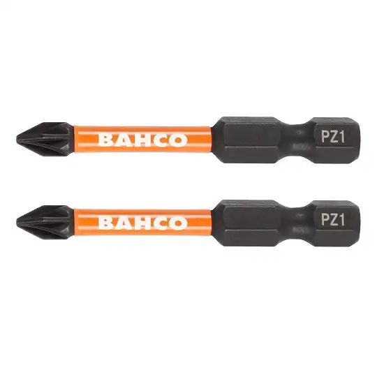 zestaw 2 szt. końcówek udarowych 1/4" do śrub typu Pozidriv PZ1/50mm, Bahco [66IM/50PZ1-2P]