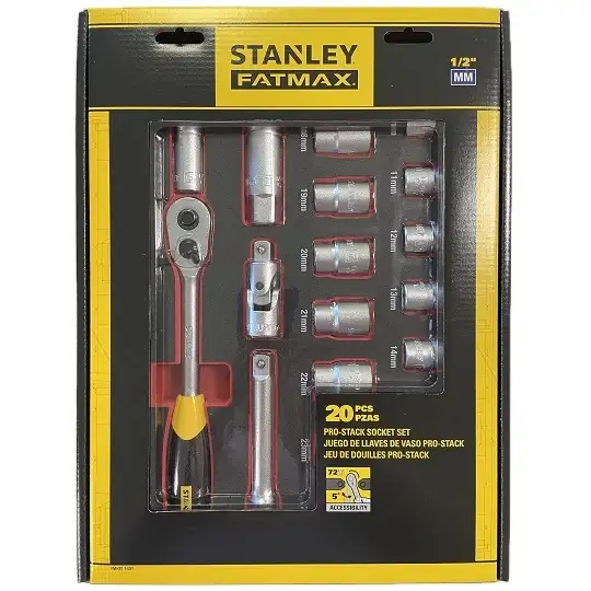 zestaw 20 szt. nasadek z grzechotką 1/2", wkład do skrzyń PRO-STACK, STANLEY [FMHT0-74297]