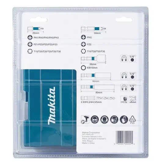 zestaw 33 szt. udarowych końcówek wkrętakowych i nasadowych 1/4", IMPACT BLACK, Makita [B-66896]
