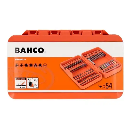 zestaw końcówek 1/4" do śrub płaskich, PH, PZ, TORX, TORX z otworem, HEX, Robertson, 54szt. BAHCO [59S/54C-1]