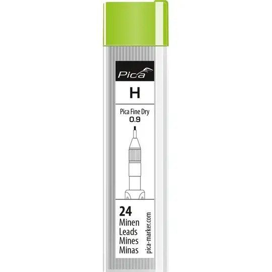 zestaw - ołówek automatyczny i 24 sztuki wkładów grafitowych H 0,9mm, Fine Dry, Pica [70705]