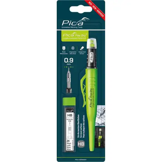 zestaw - ołówek automatyczny i 24 sztuki wkładów grafitowych HB 0,9mm, Fine Dry, Pica [70703]