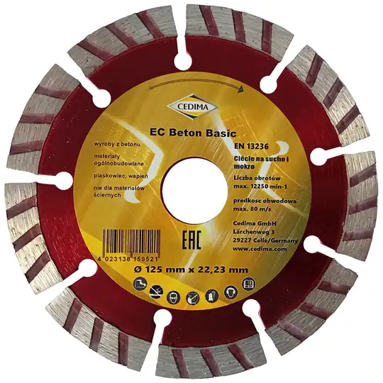 Tarcza diamentowa do cięcia betonu, 125/22.23mm, CEDIMA [EC BETON BASIC 125]