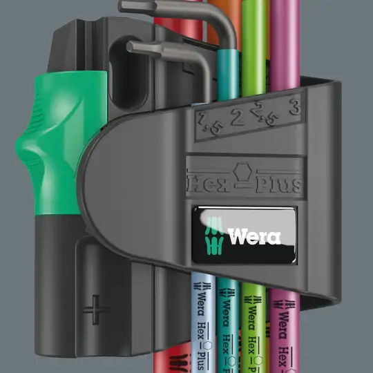 Zestaw 7szt kluczy trzpieniowych z kulką do śrub imbusowych, z magnetyzerem, 950/7 Hex-Plus Multicolour Magnet 1, Wera [05022534001]